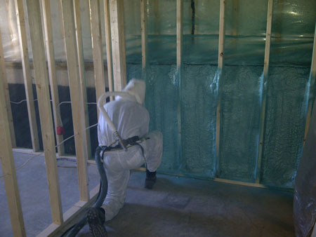 insulation being sprayed
